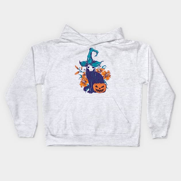 Spooky cat Kids Hoodie by Jess Adams